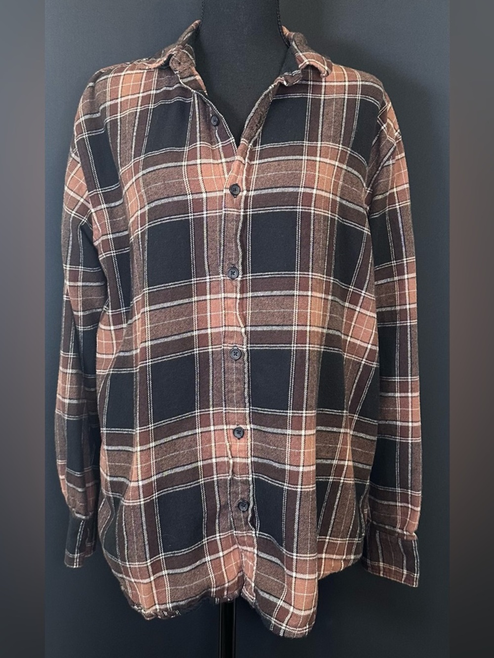 #190- PacSun Brown and Black Super Soft Plaid Shirt